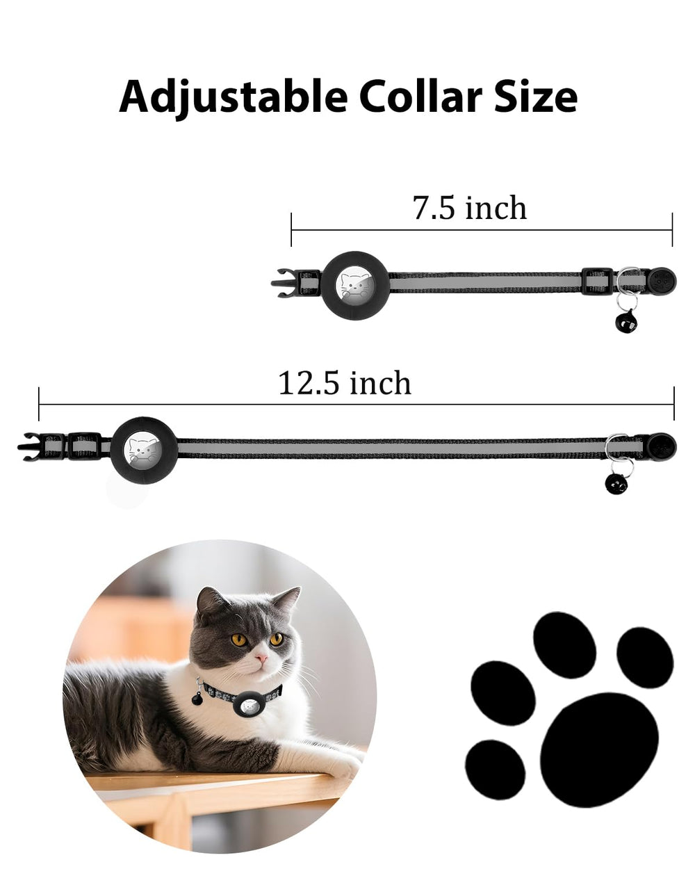 Joytale adjustable cat collar size 7-12 inches fits growing kittens and adult cats.
