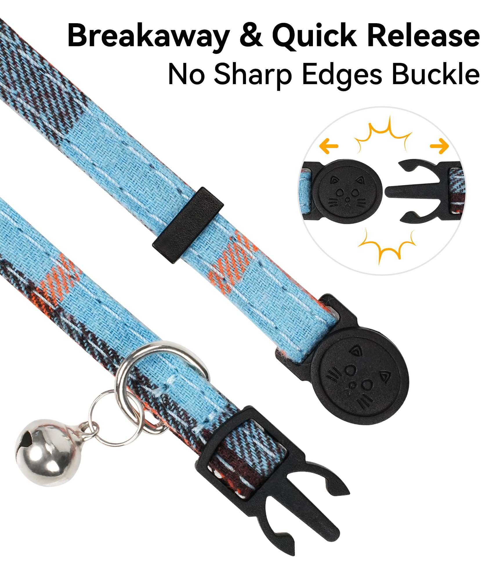 Joytale cat collar with adjustable neck haze blue fits kittens and cats.