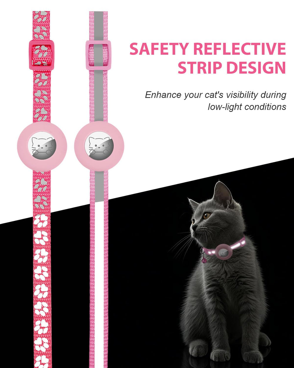 Joytale AirTag cat collar adjustable 7.5-12.5 inches pink fit