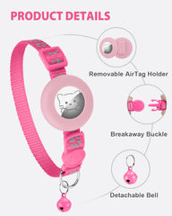 Joytale AirTag cat collar pink with bell for audible play cues