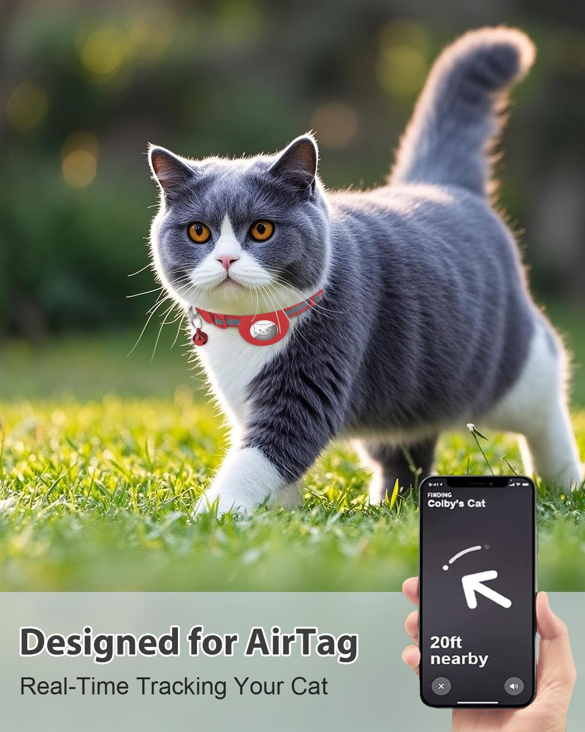Joytale AirTag cat collar with secure breakaway buckle safety feature