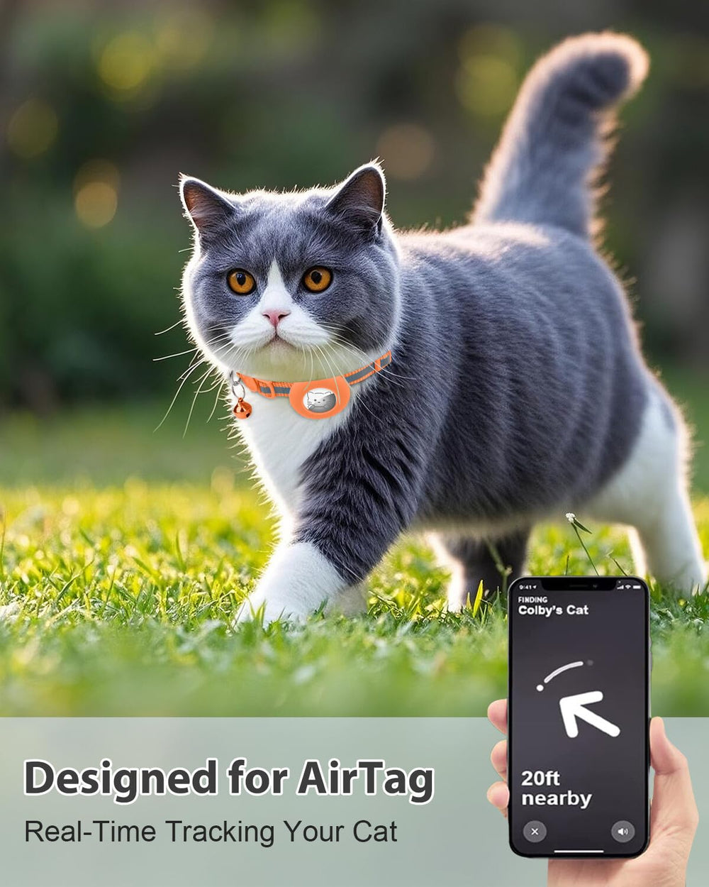 Joytale AirTag holder clip attaches securely to collar for real-time tracking.