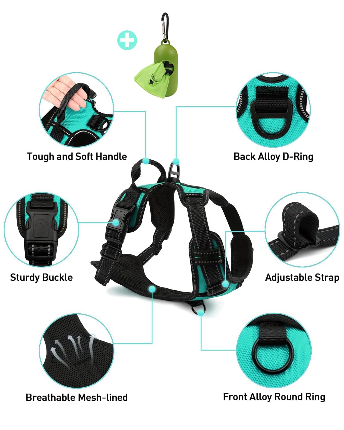 Arnés Joytale en color turquesa para caminatas cómodas.