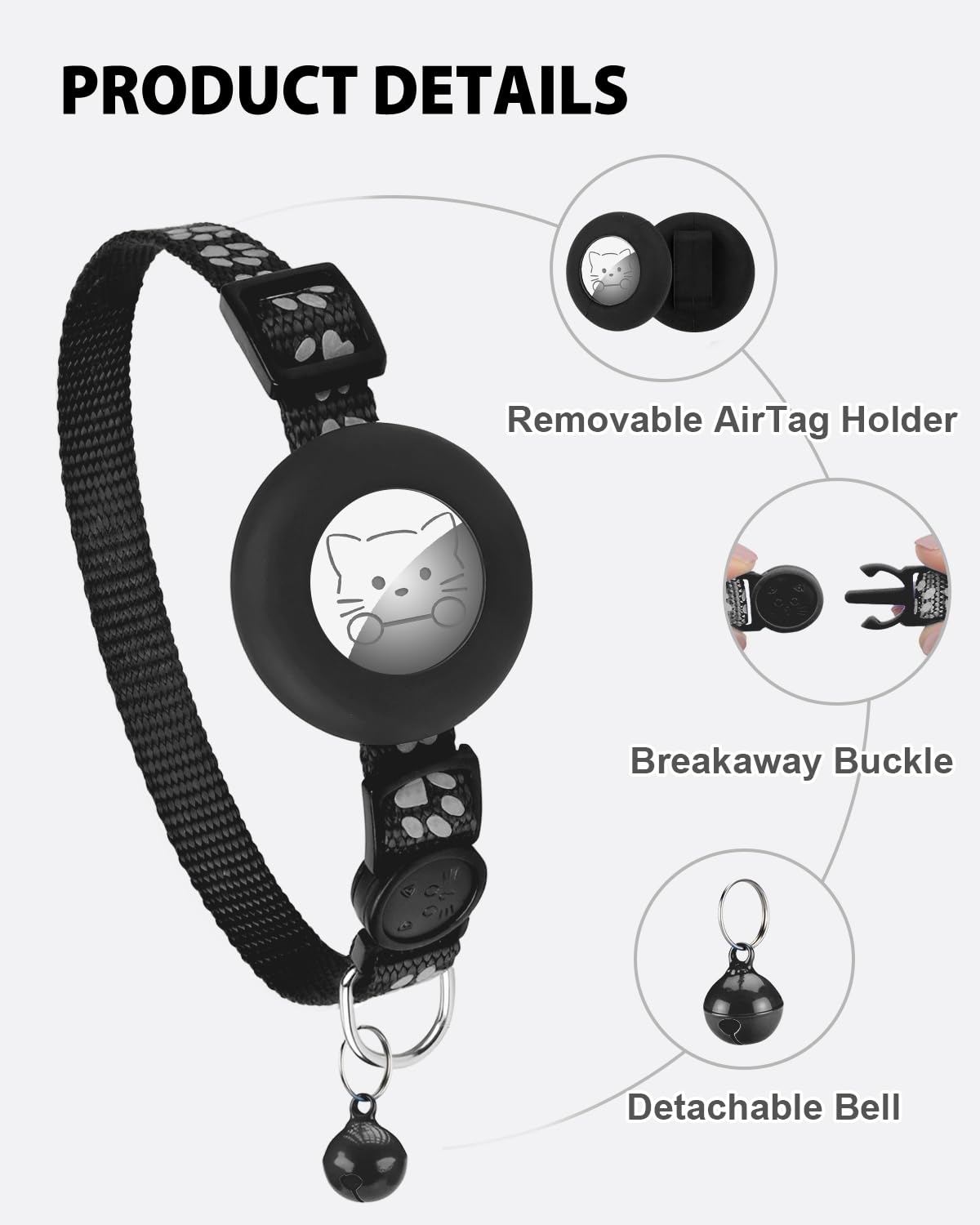 Joytale breakaway buckle cat collar safely releases if snagged to prevent choking.
