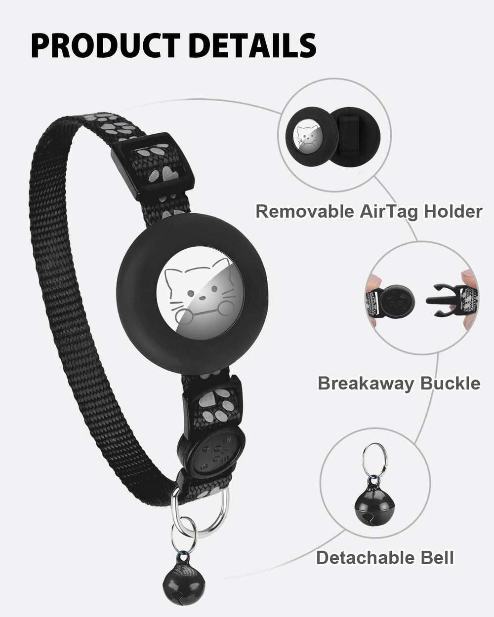 Joytale breakaway buckle cat collar safely releases if snagged to prevent choking.