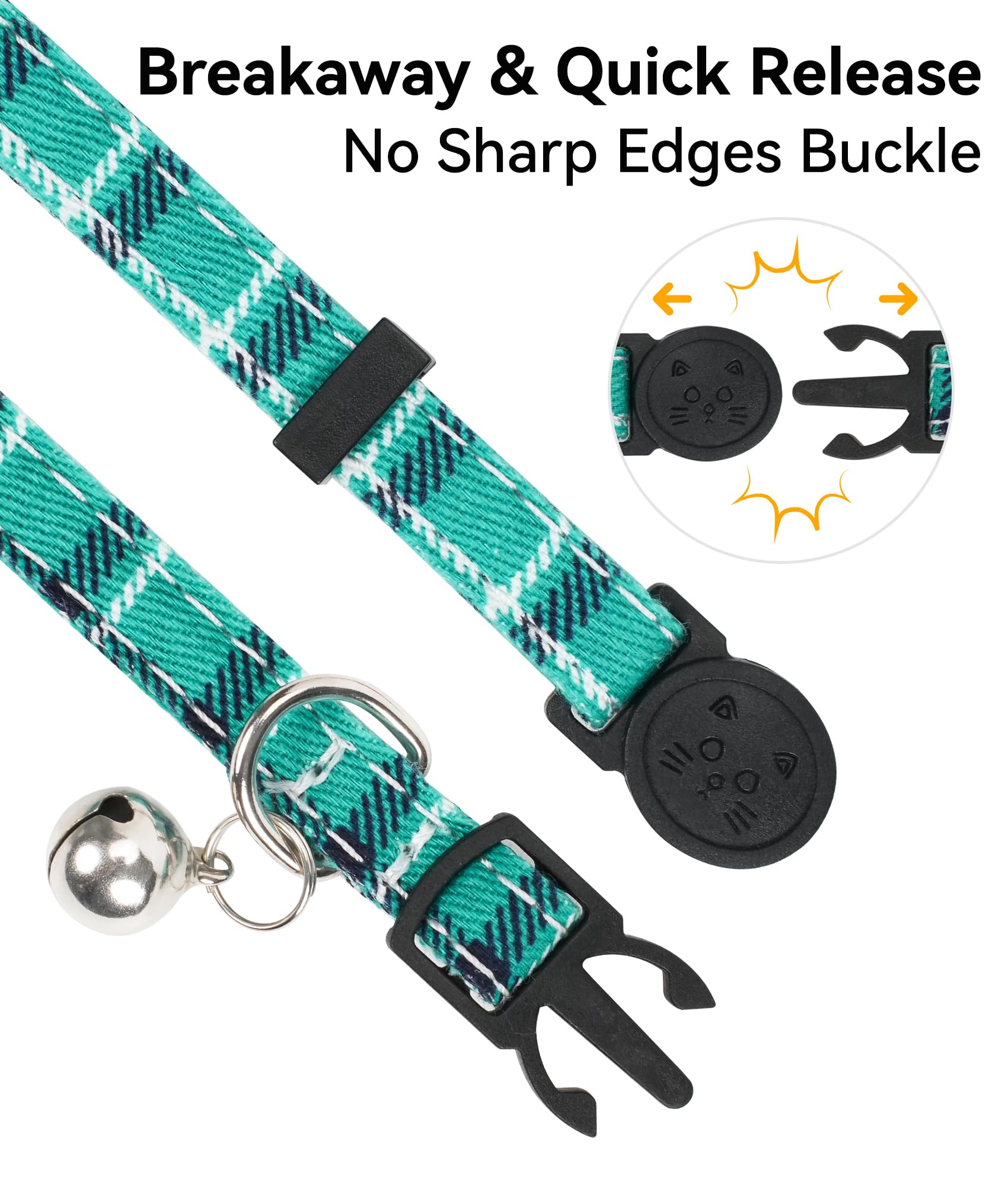 Joytale breakaway buckle teal collar features quick safety release to prevent snagging