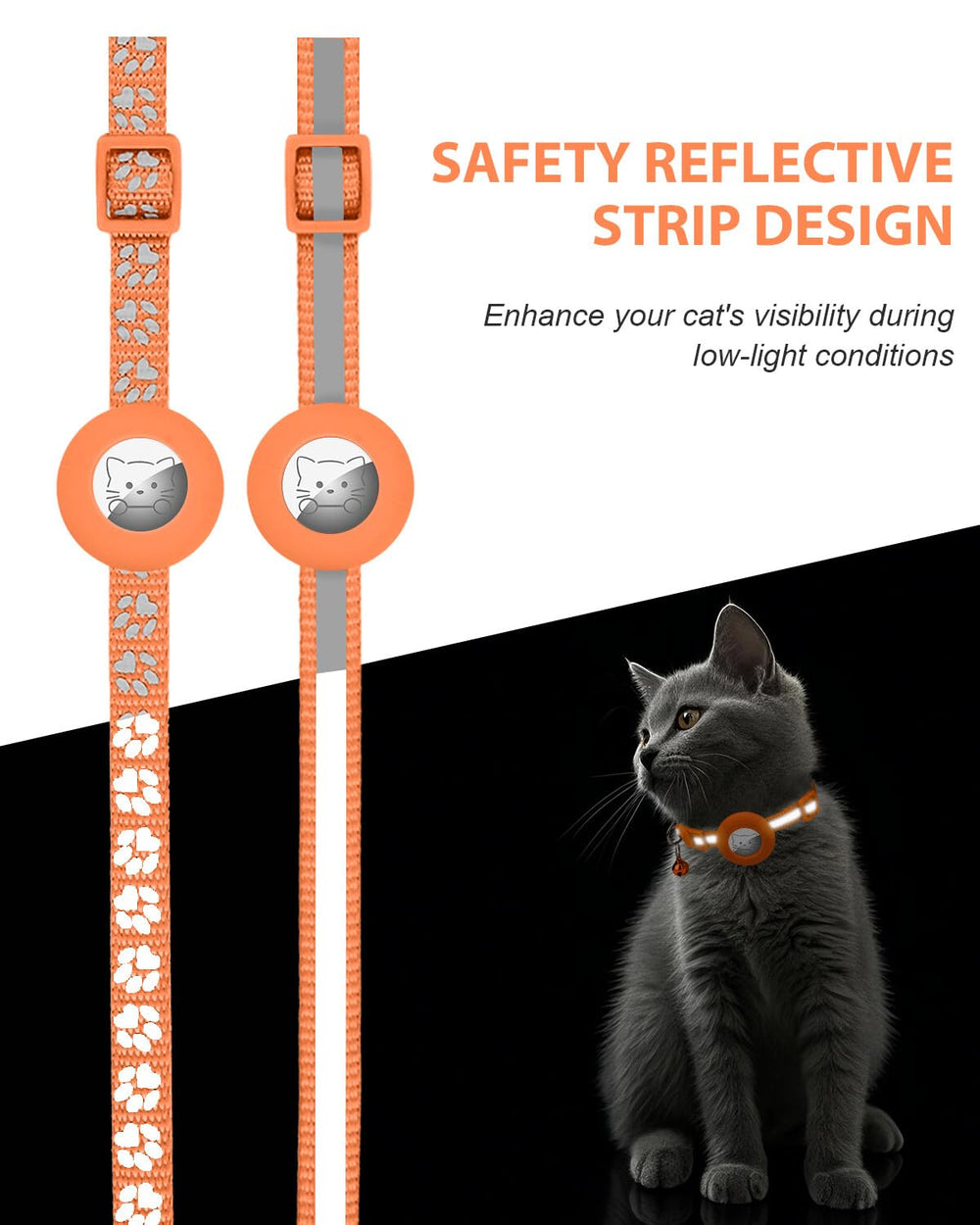 Joytale reflective strips on cat collar boost visibility during dusk outdoor play.