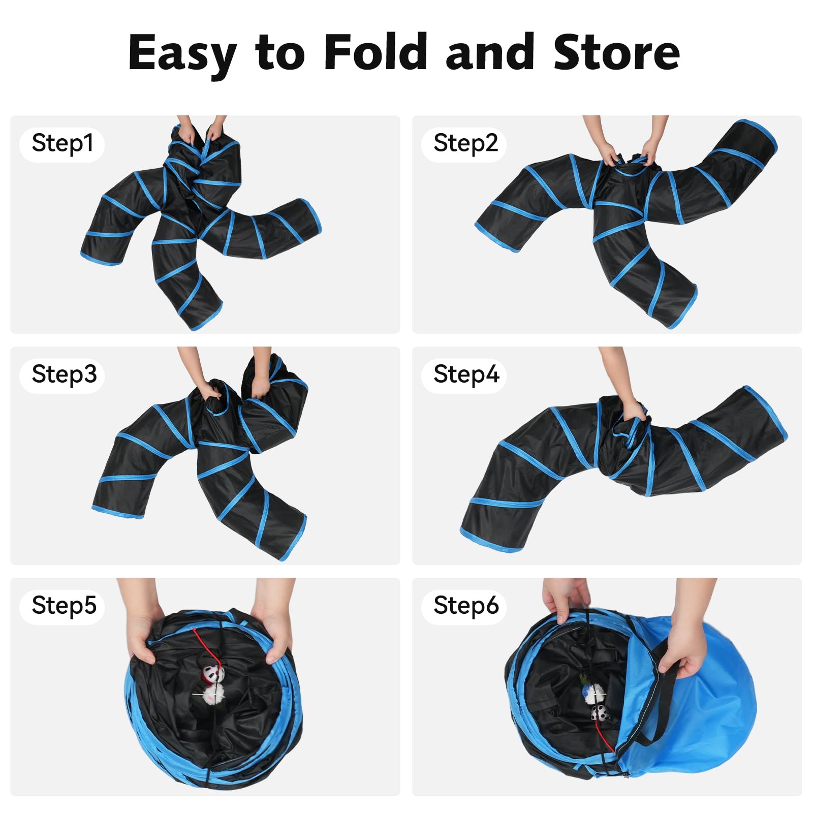 Joytale Cat Tunnel reinforced steel-wire ends ensure secure play and durability.