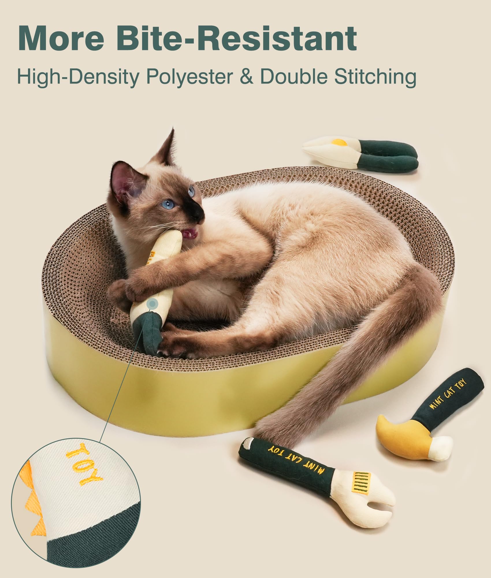 Joytale organic catnip toy with crinkle texture stimulates hunting and sonic interest.