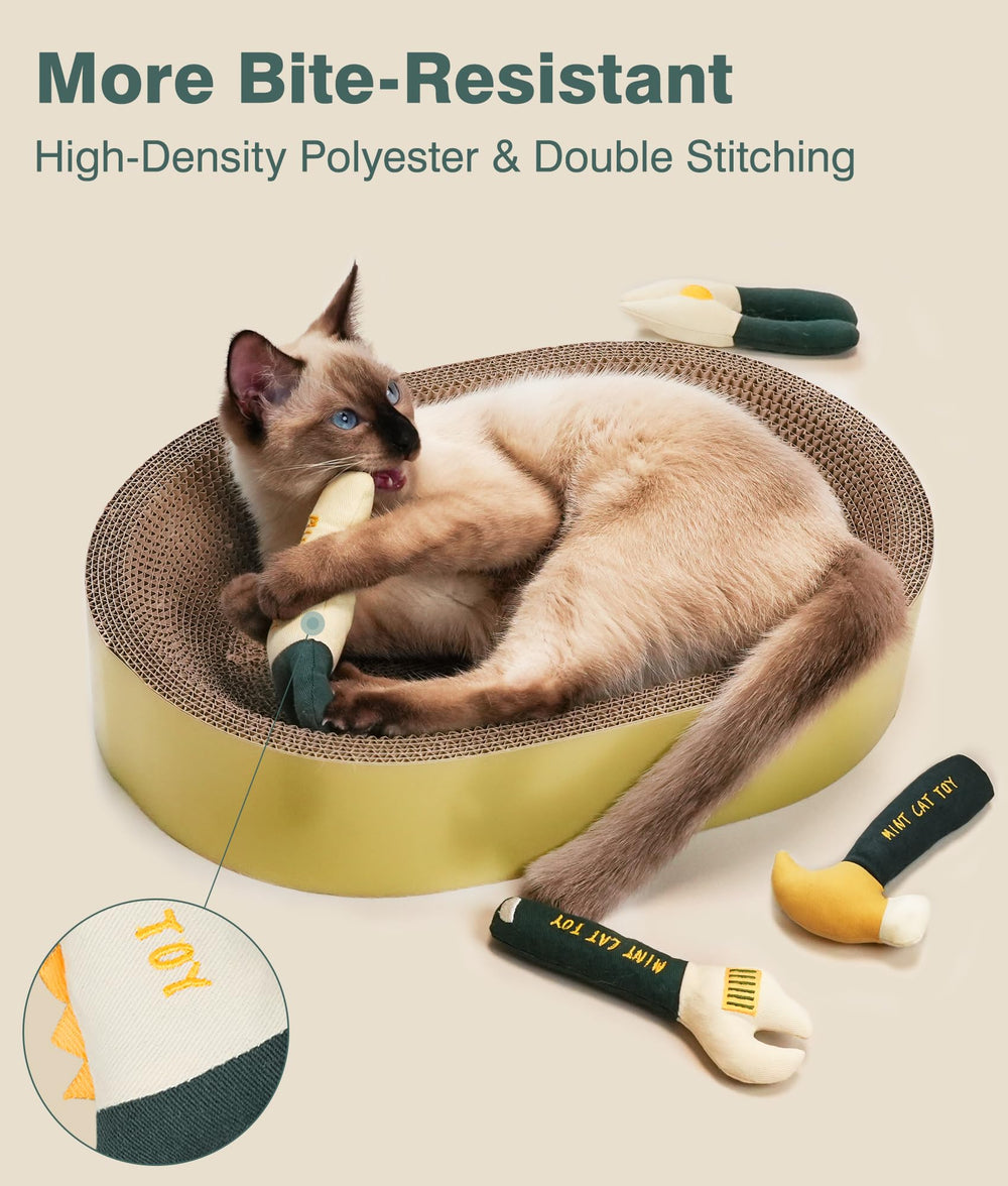 Joytale organic catnip toy with crinkle texture stimulates hunting and sonic interest.
