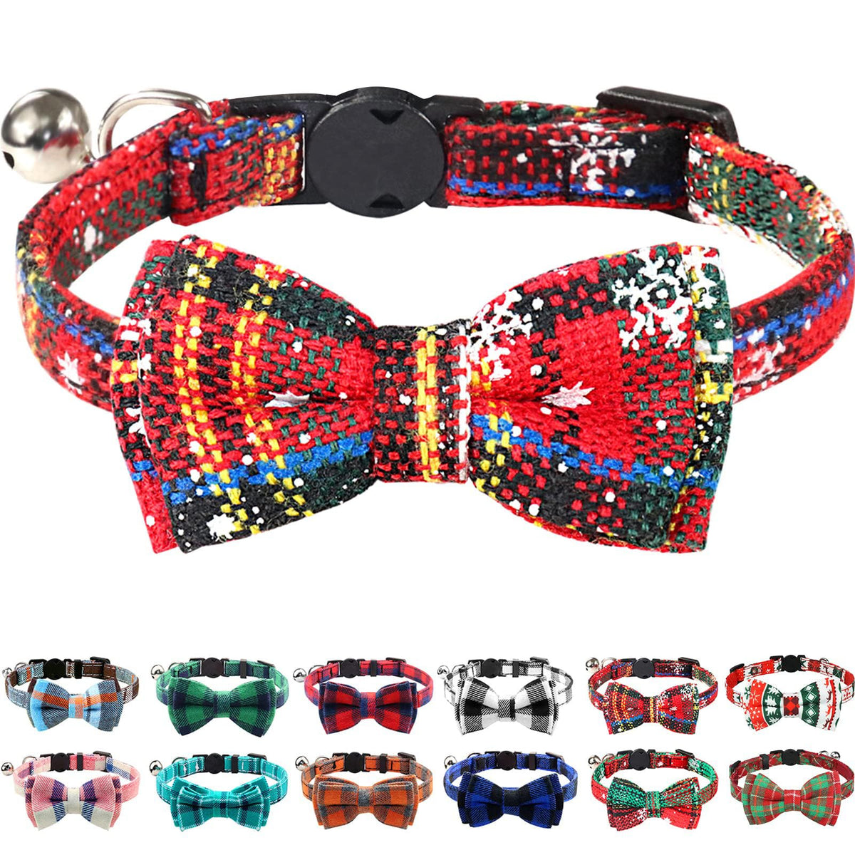 Joytale Christmas cat collar bells closeup for festive safety during holiday photos
