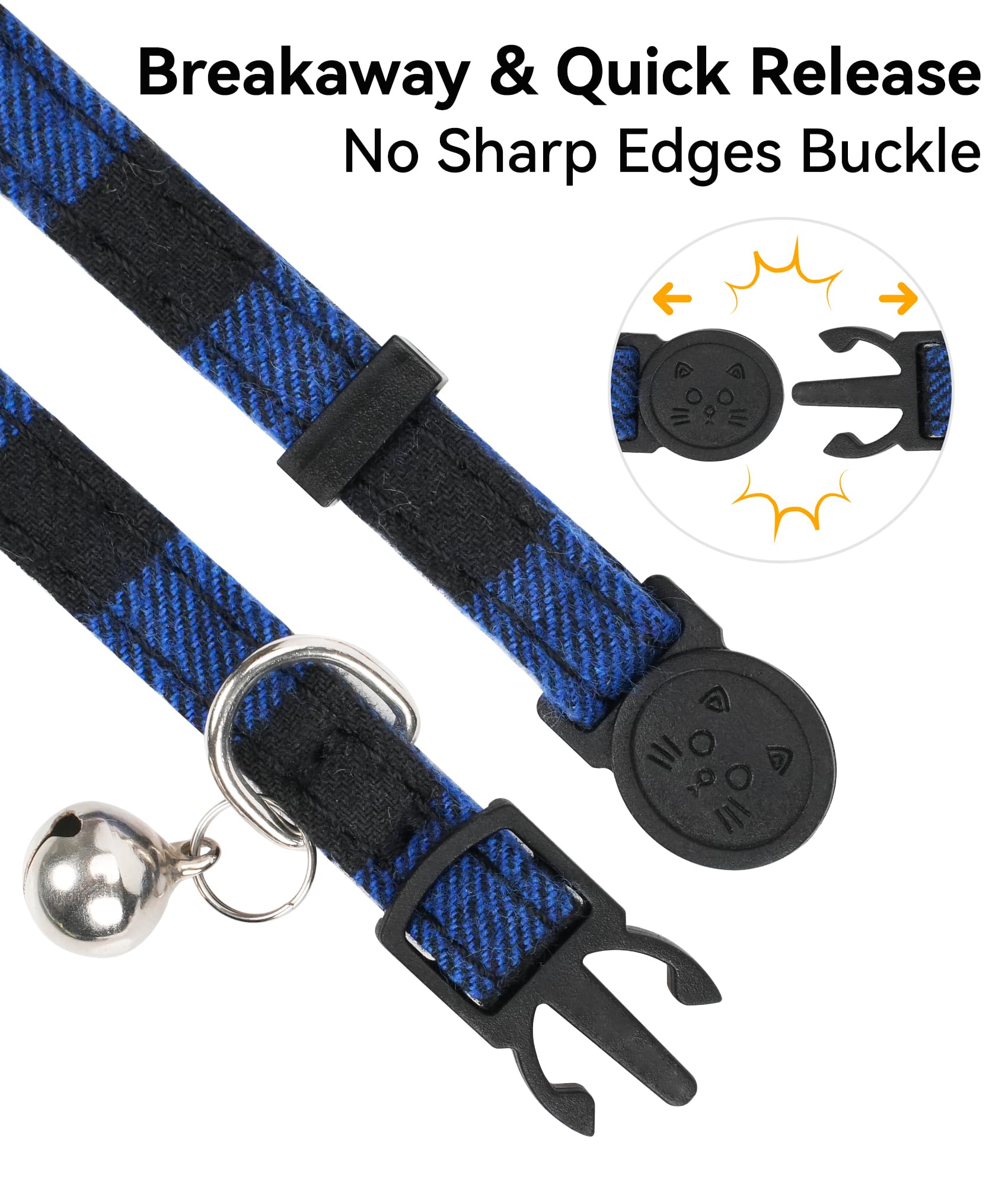 Joytale cotton plaid cat collar showcases timeless pattern for everyday wear.