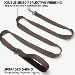Joytale 5ft brown double-sided reflective leash for versatile control