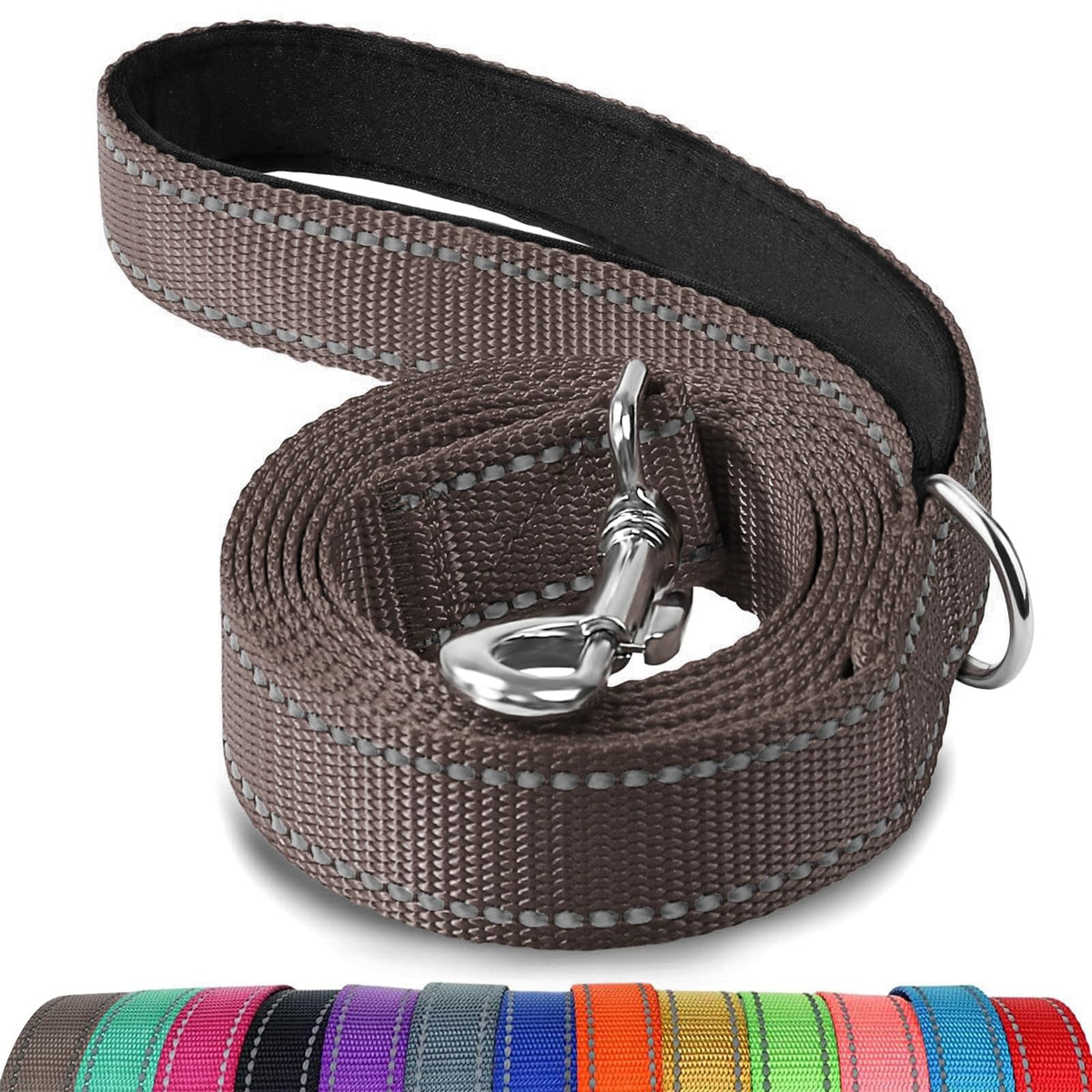 Joytale 6ft brown double-sided reflective leash improves visibility during night walks