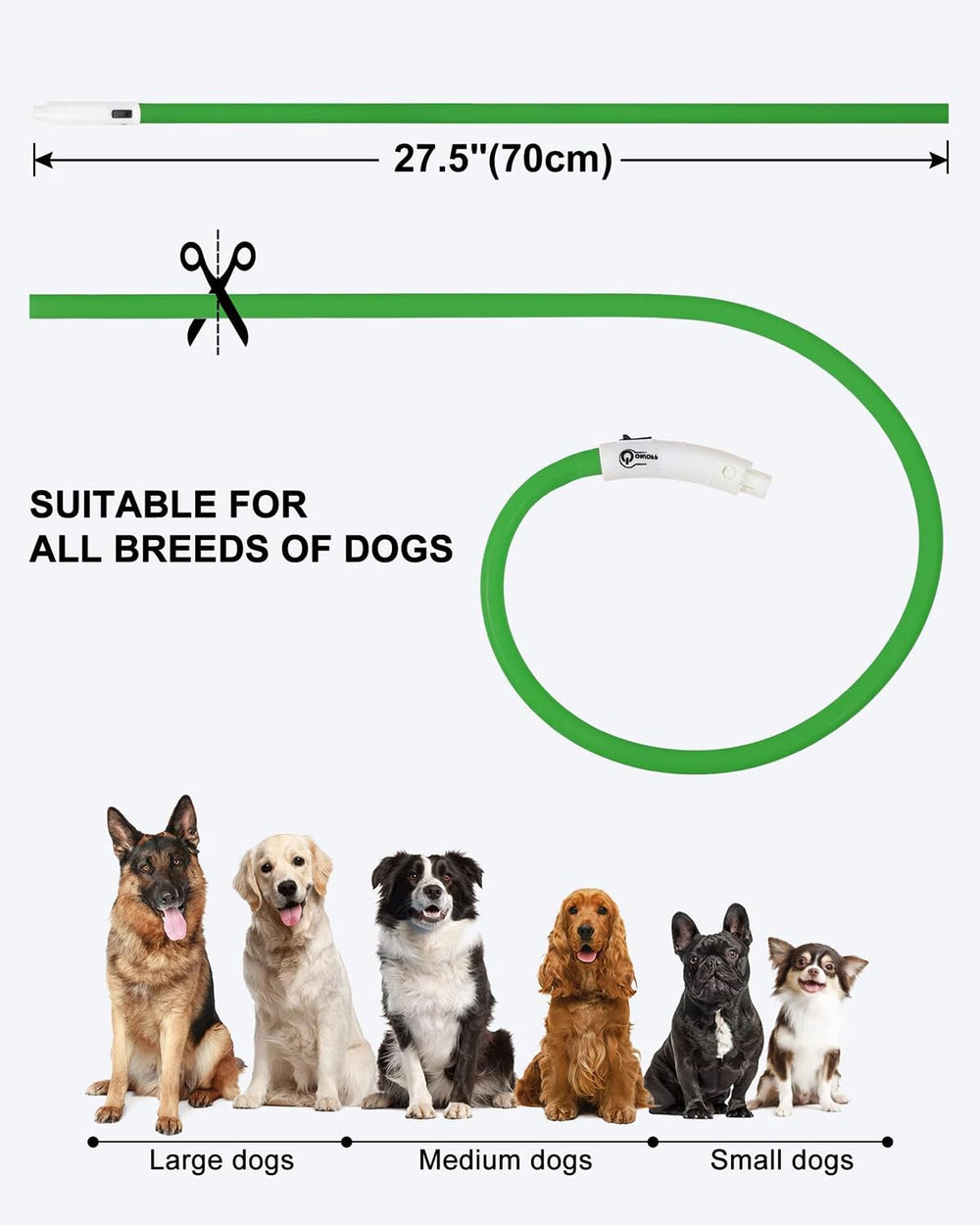 Joytale Light Up Dog Collar 27.5-inch size fits many breeds.