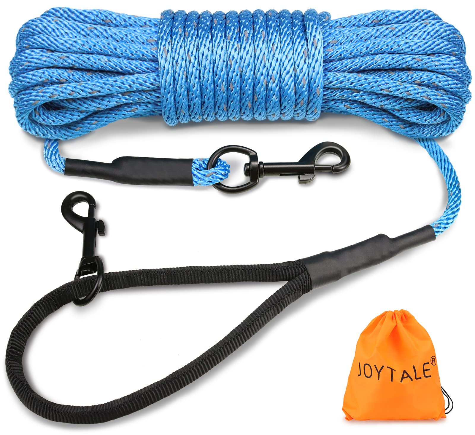 Joytale long dog training leash blue padded-handle for comfortable control during training