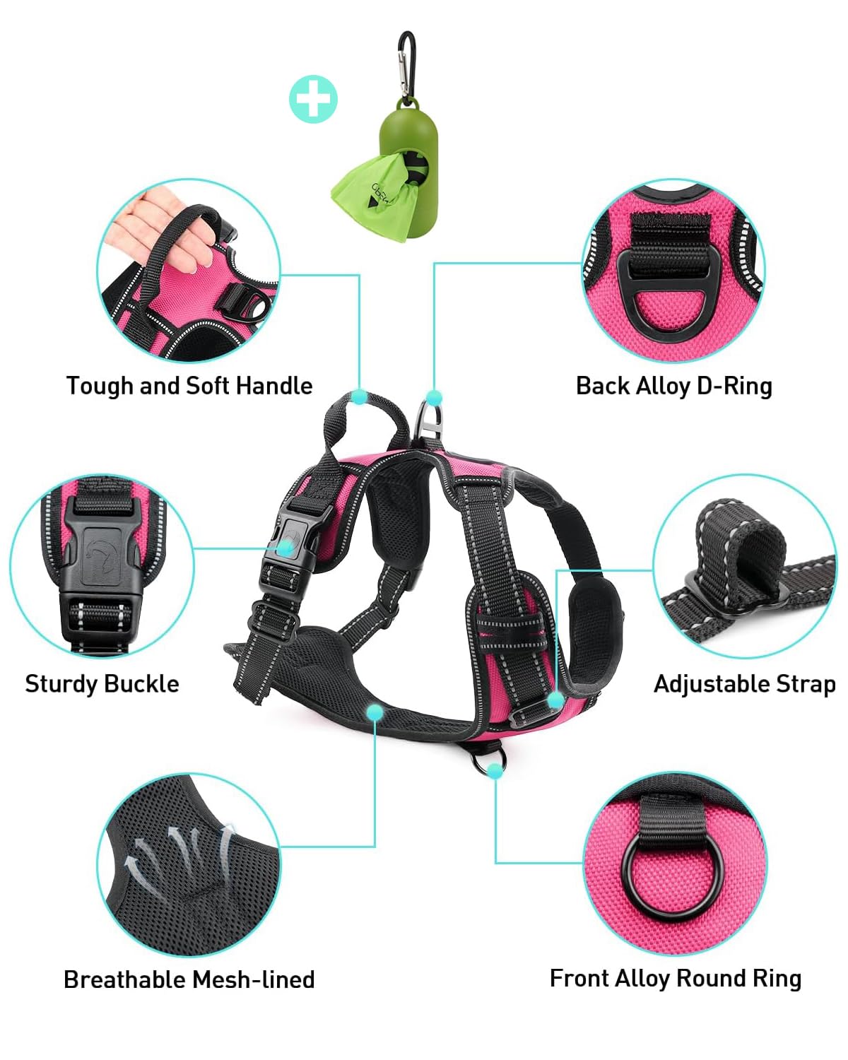 Joytale padded nylon vest with breathable mesh protects neck and reduces pressure.