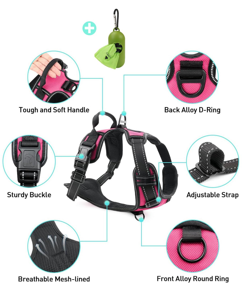 Joytale padded nylon vest with breathable mesh protects neck and reduces pressure.