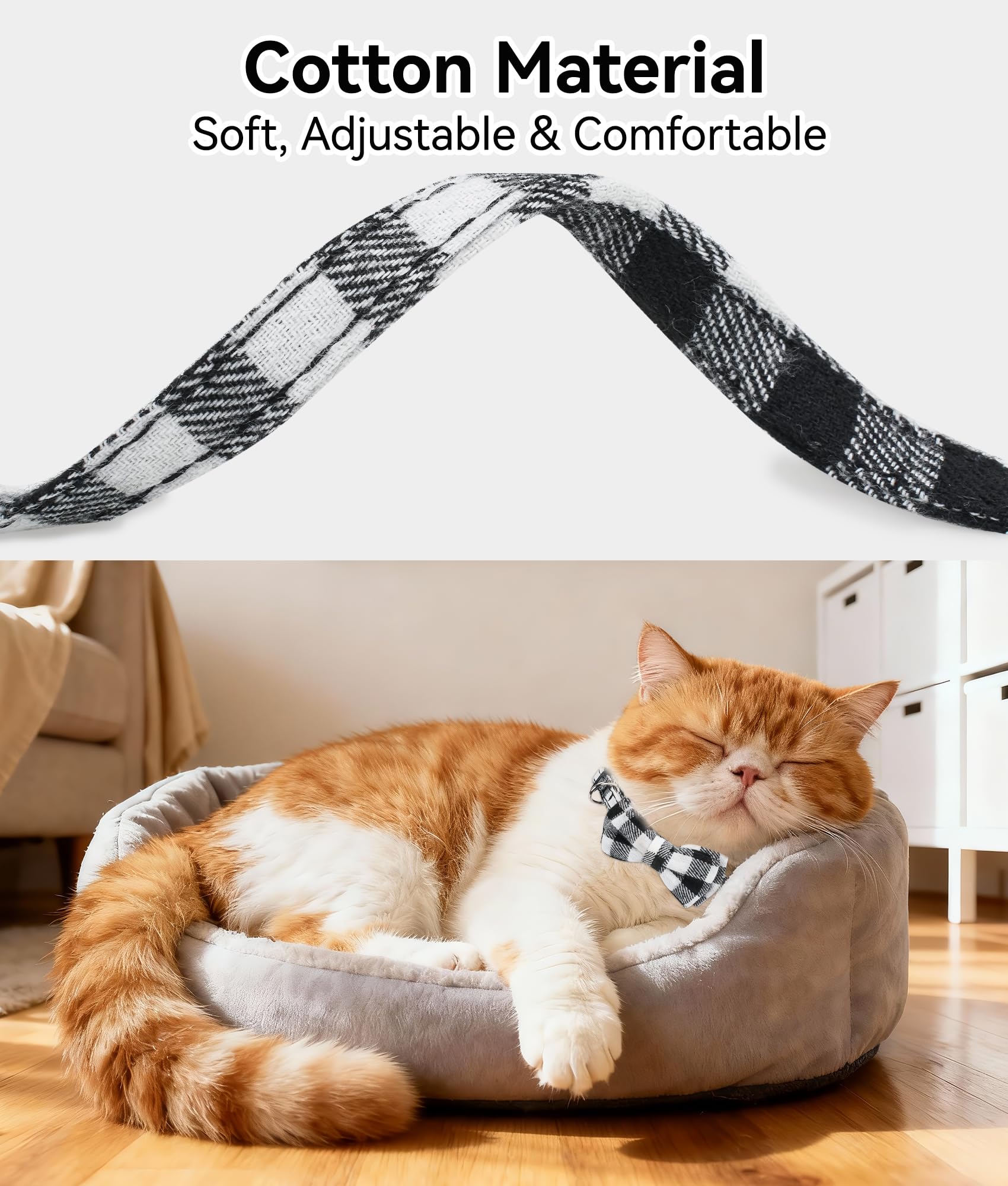 Joytale plaid collar design - adjustable fit for kittens and cats.