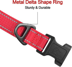 Joytale Reflective Dog Collar showing adjustable lengths for a secure fit.