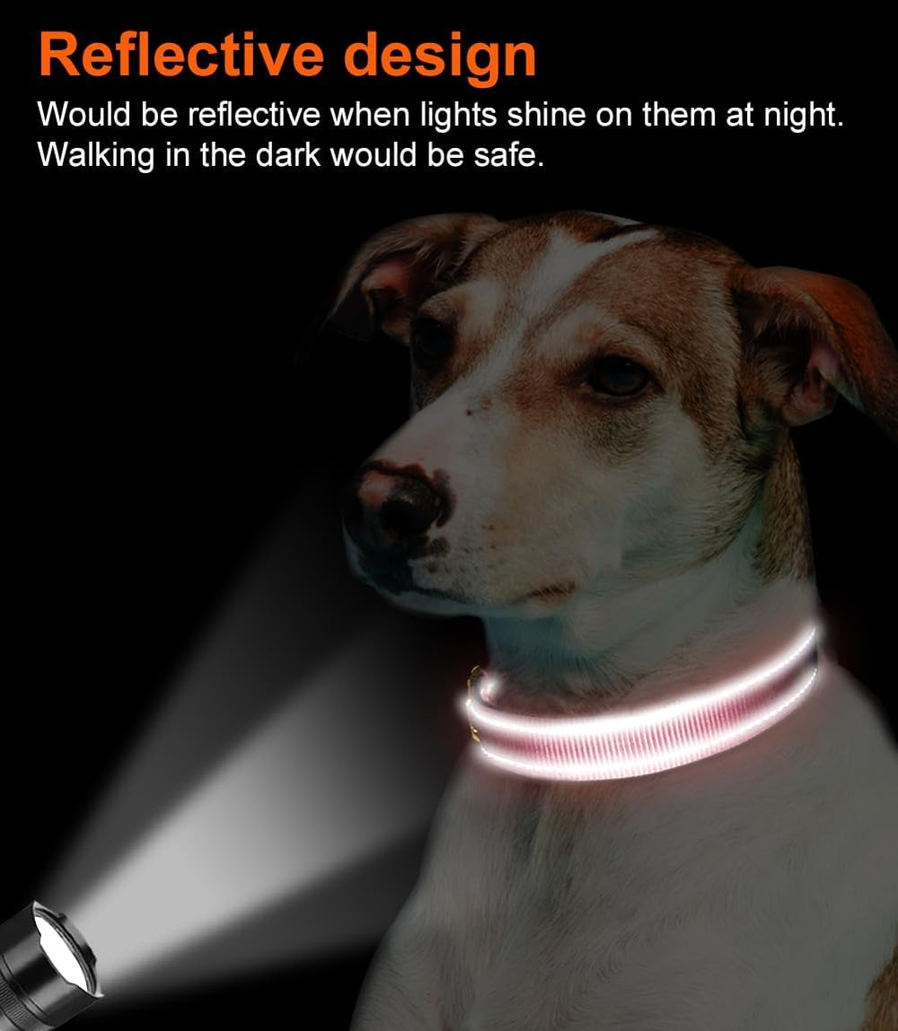 Joytale reflective dog collar neon pink enhances night safety with high visibility.