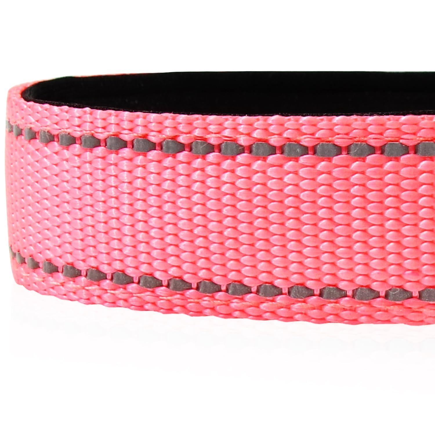 Joytale reflective dog collar neon pink quick-release buckle for easy on-off.