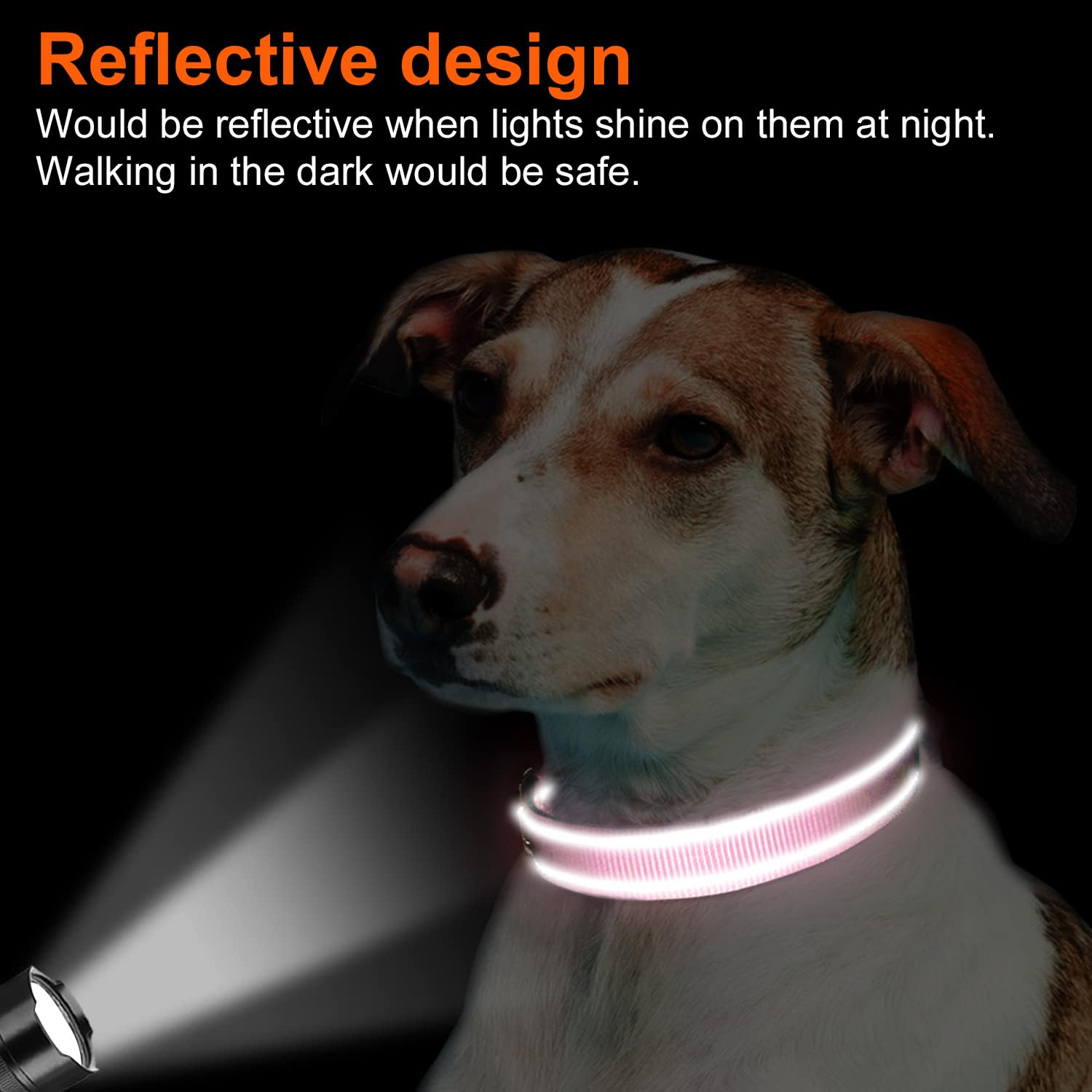 Joytale reflective dog collar pink large night visibility supports safer nighttime strolls.