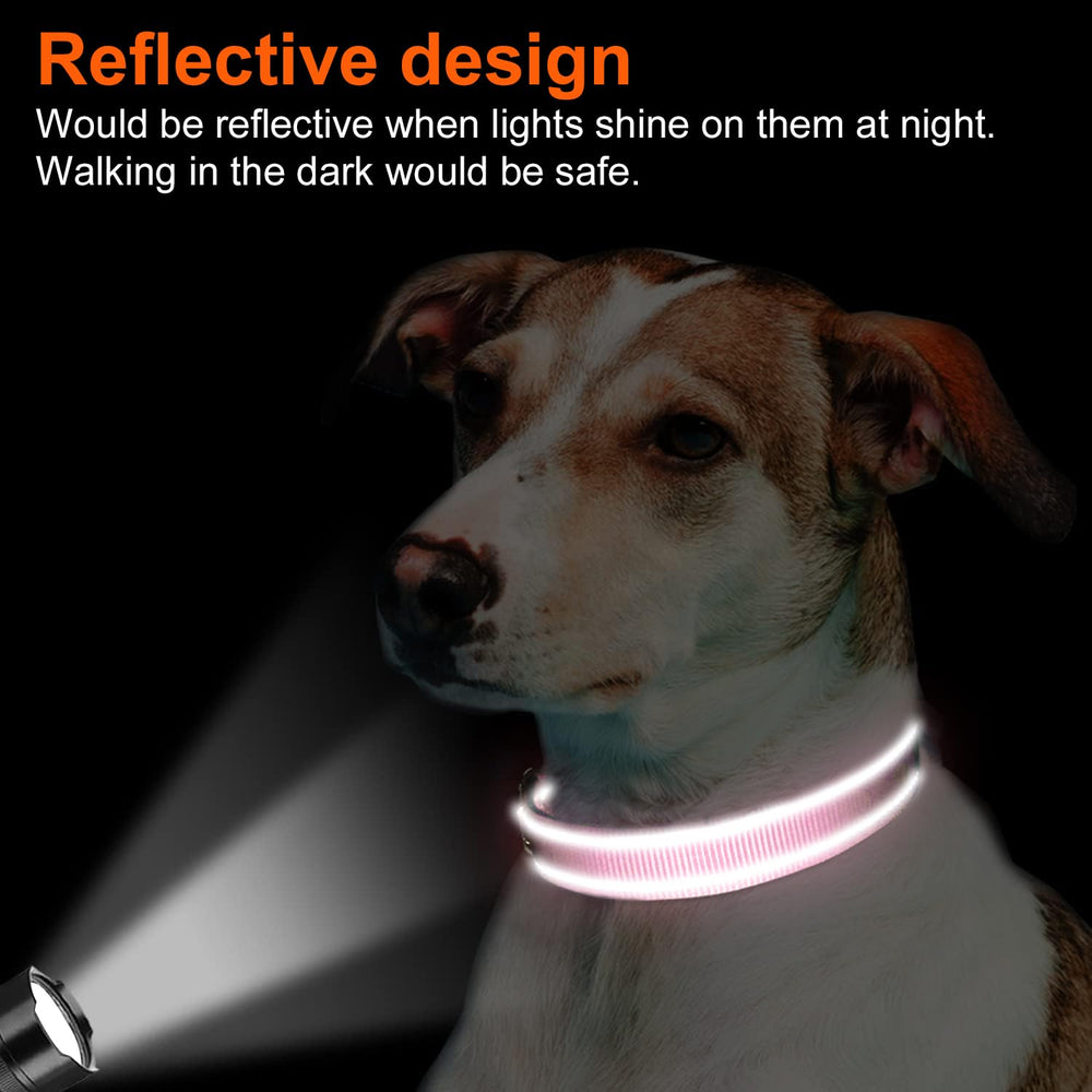Joytale reflective dog collar pink large night visibility supports safer nighttime strolls.