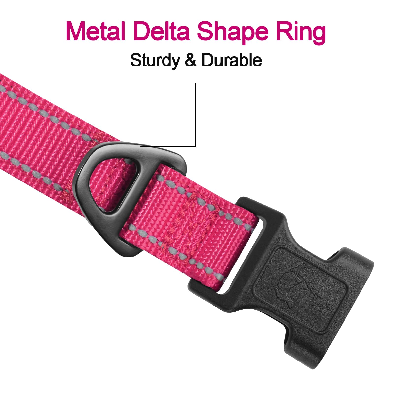 Joytale reflective dog collar XS hotpink adjustable for a precise fit.