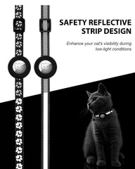 Joytale reflective-strip cat collar in low light enhances visibility during night outdoor adventures.