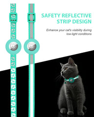 Joytale reflective teal collar night-visibility close-up for safer low-light walks