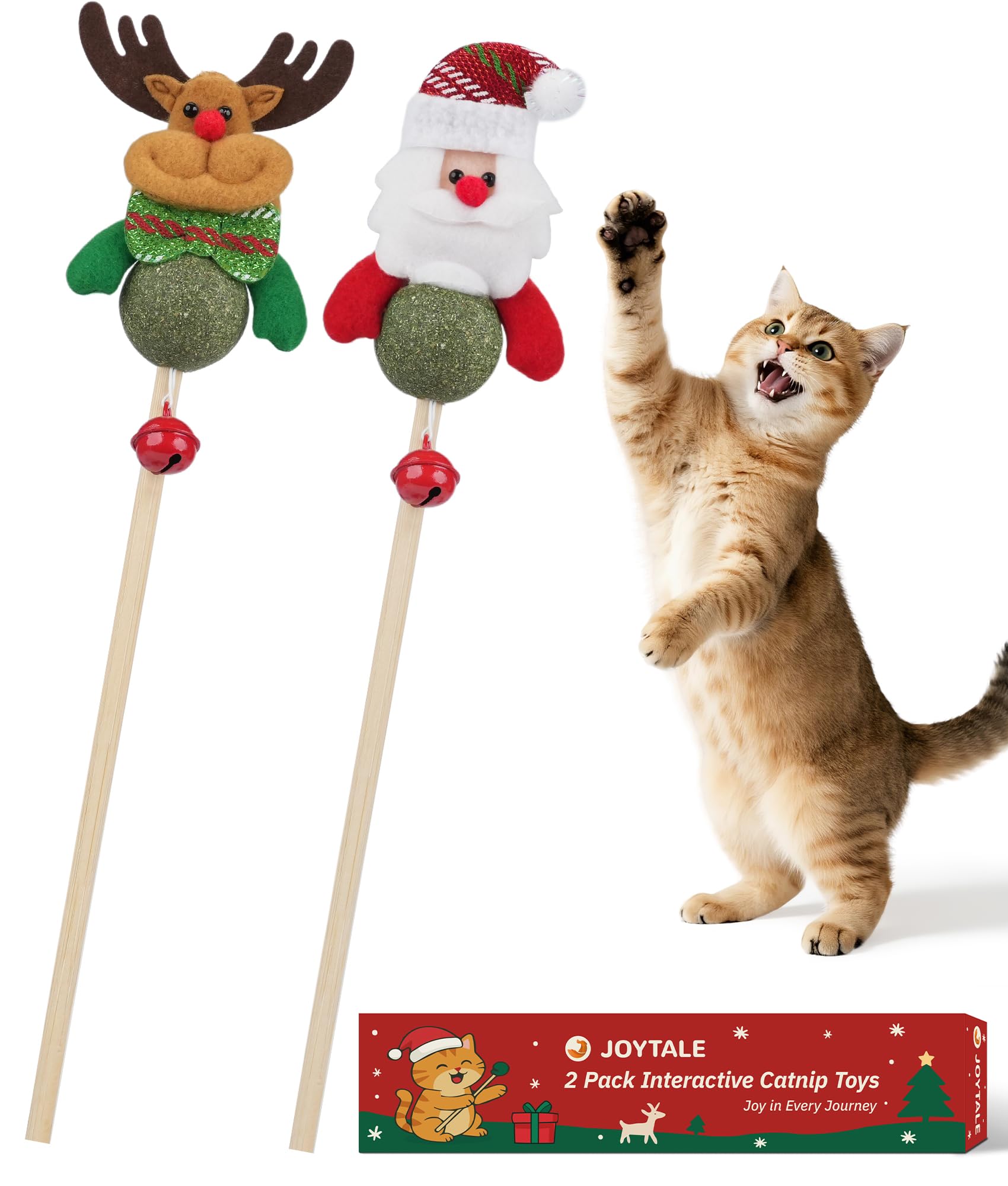 Joytale santa catnip toy wand with bell promotes engaging indoor play