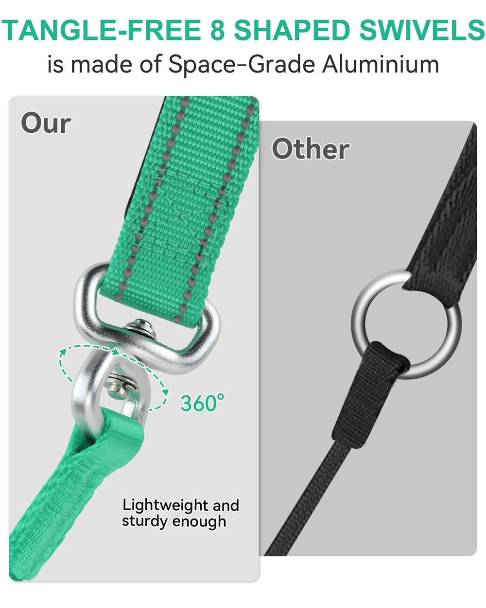 Joytale slip lead features reflective stitching for safer early-morning visibility.