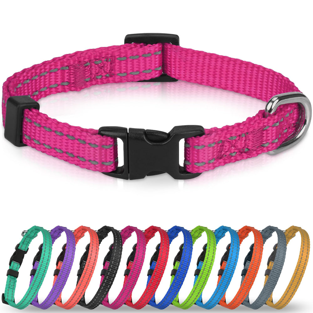 Joytale small dog collar in hotpink highlights lightweight nylon for daily comfort.