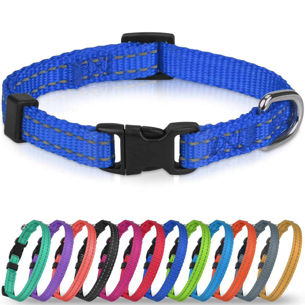Joytale small dog collar navy-xs with reflective safety for night walks.
