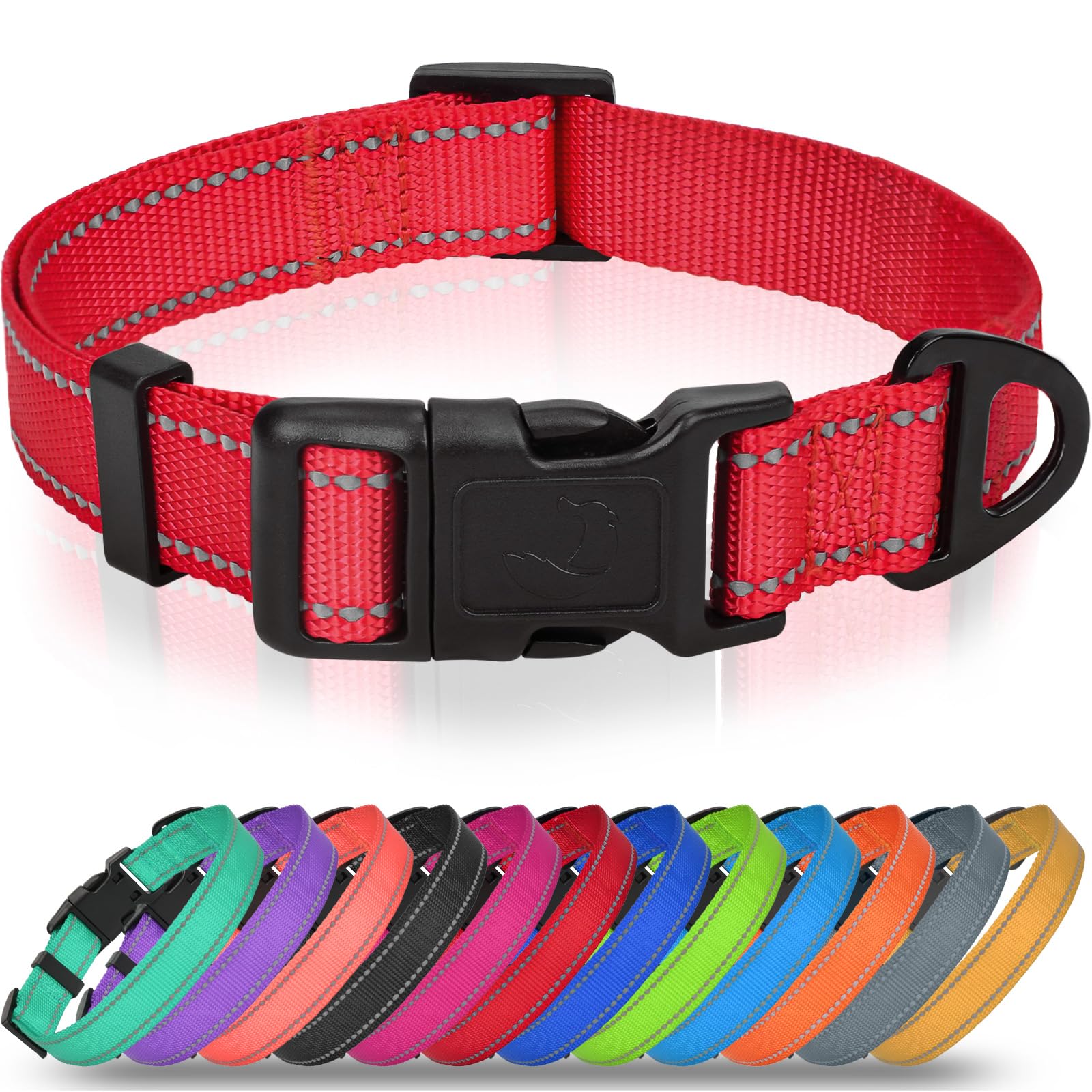 Joytale small dog collar red with reflective stitching for night visibility.