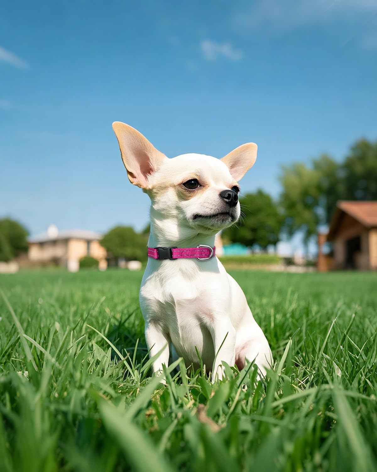 Joytale reflective collar with 360° stitching increases visibility during night walks.