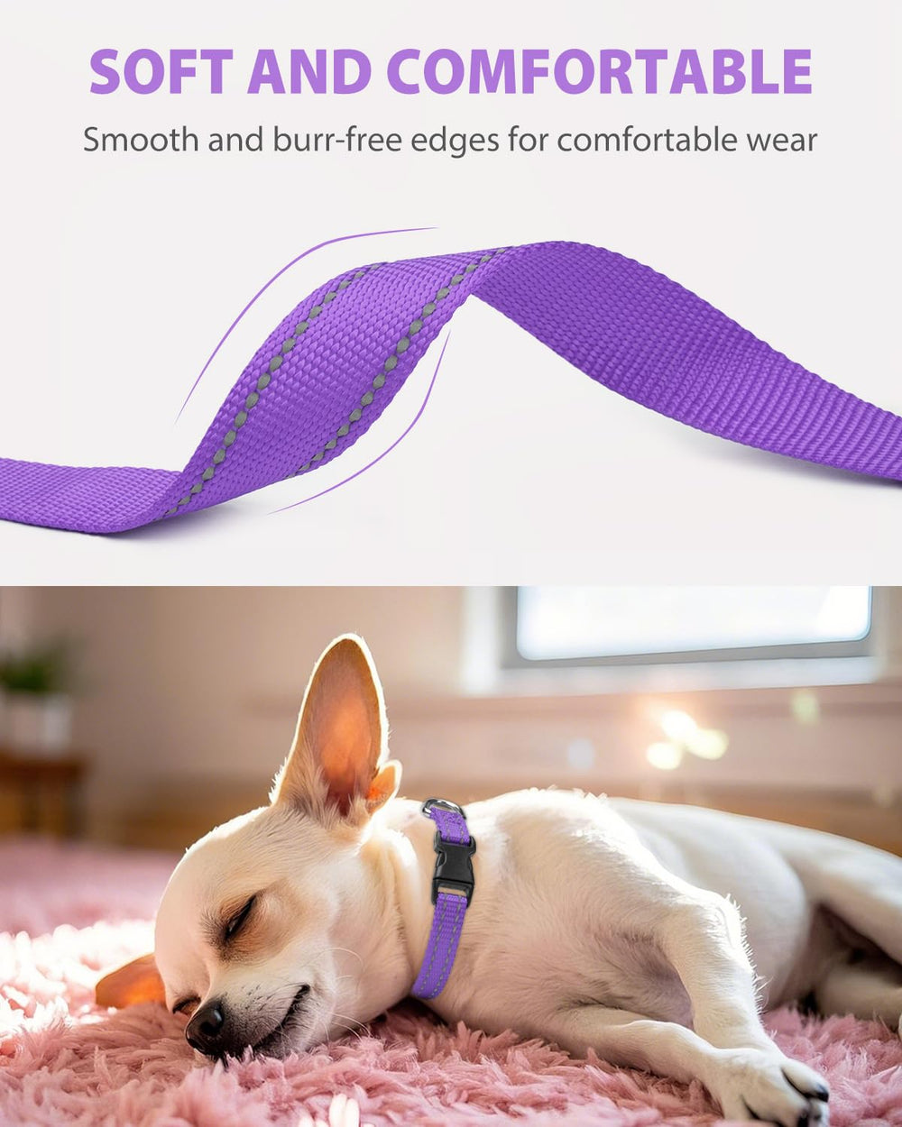 Joytale small dog collar reflective stitching improves nighttime visibility