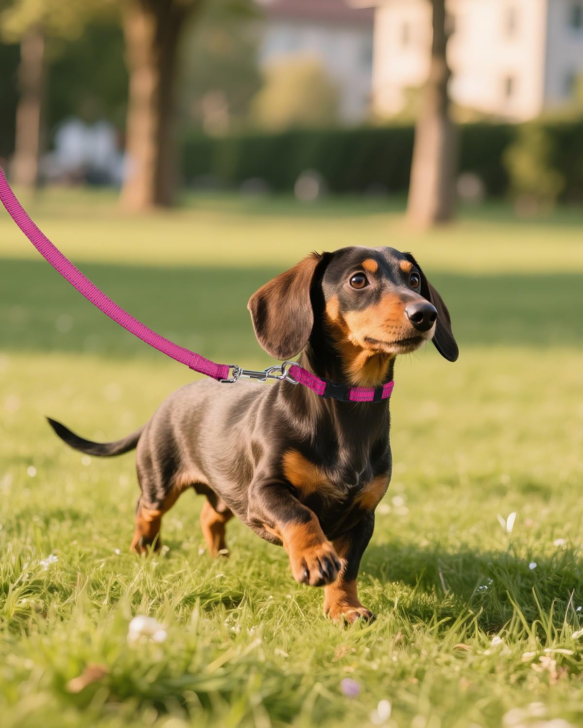 Joytale hotpink nylon collar with smooth edges prevents skin irritation.