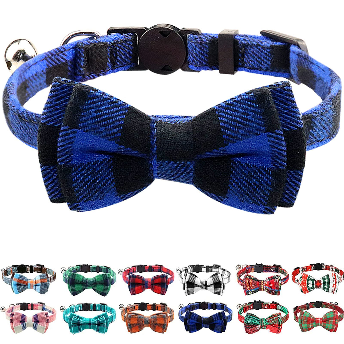 Joytale upgraded cat collar with bells in blue helps locate your cat during daily play.