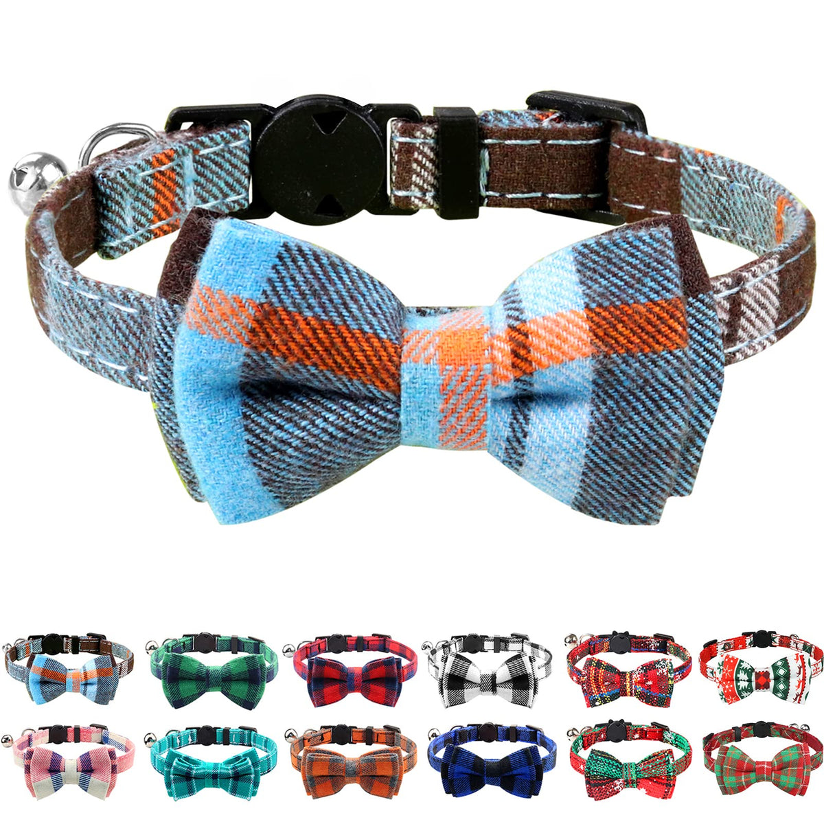Joytale upgraded cat collar bells haze blue with adjustable neck for easy locating.