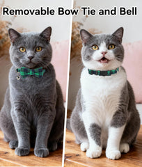 Joytale Upgraded Cat Collar bow tie removable green closeup shows customizable adorable look.