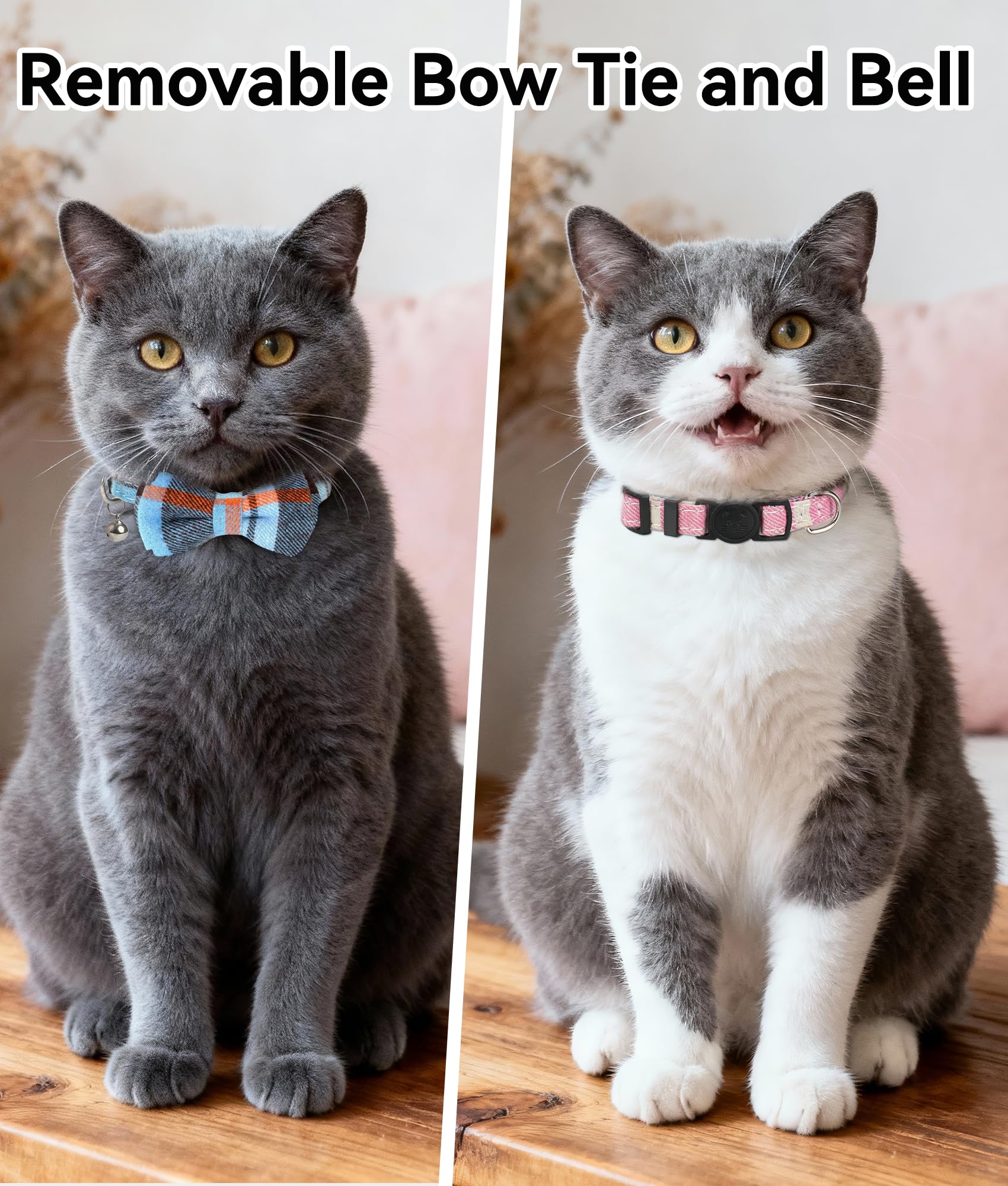 Joytale upgraded cat collar with bells in pink helps quick kitten location