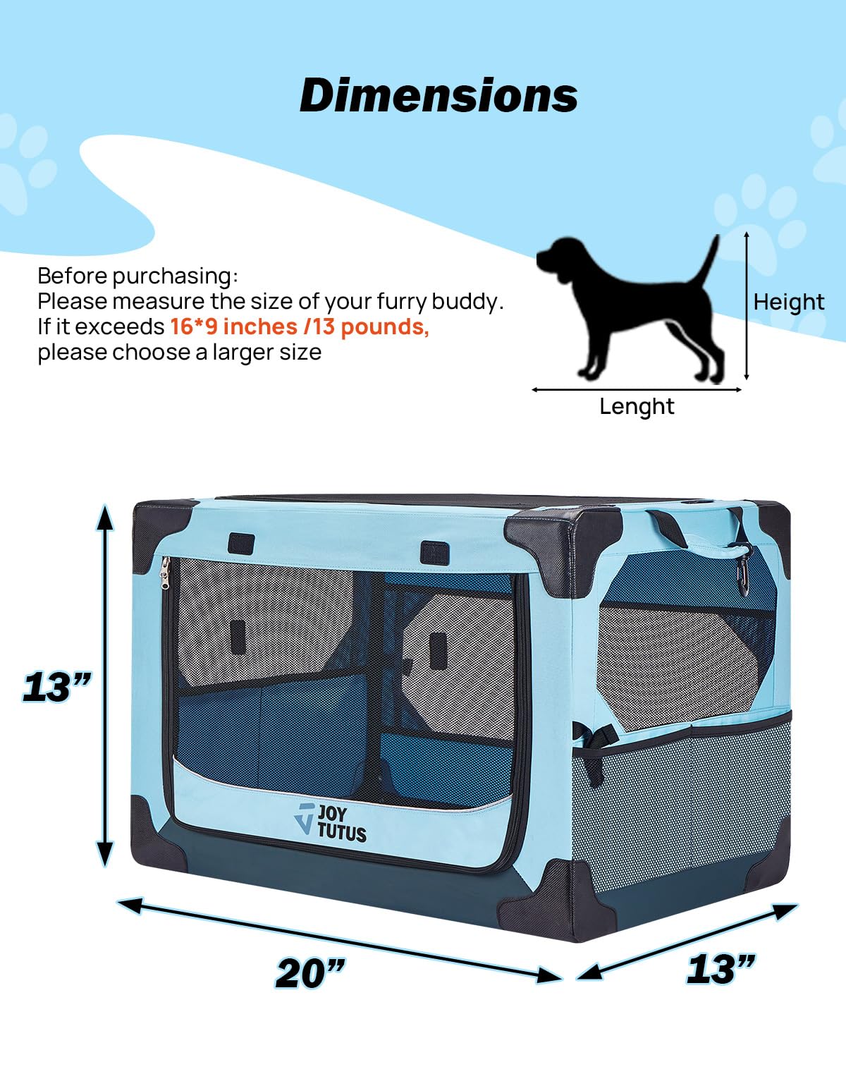 JOYTUTUS collapsible dog crate car-travel setup offers quick setup during trips.