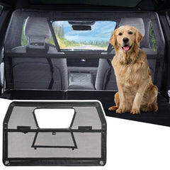 JOYTUTUS dog car barrier 52-wide view blocks backseat squeezing for safer car trips.