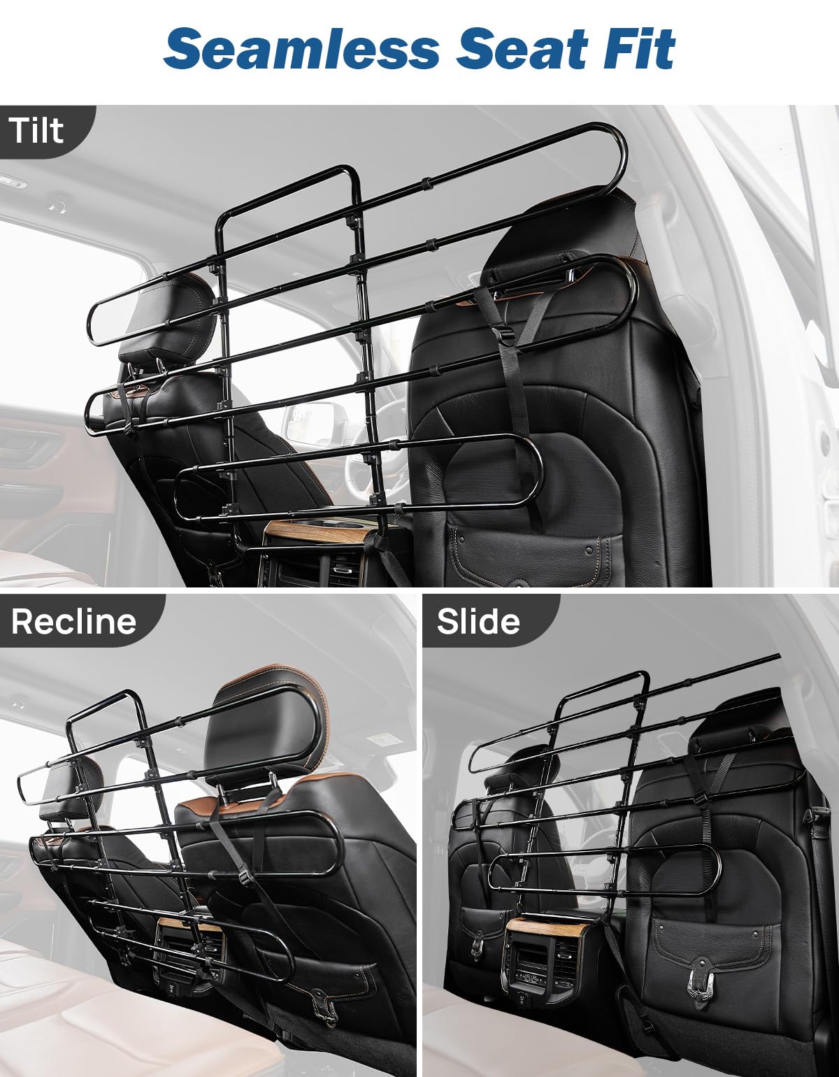 JOYTUTUS barrier demonstrating adjustable width for fit across vehicles