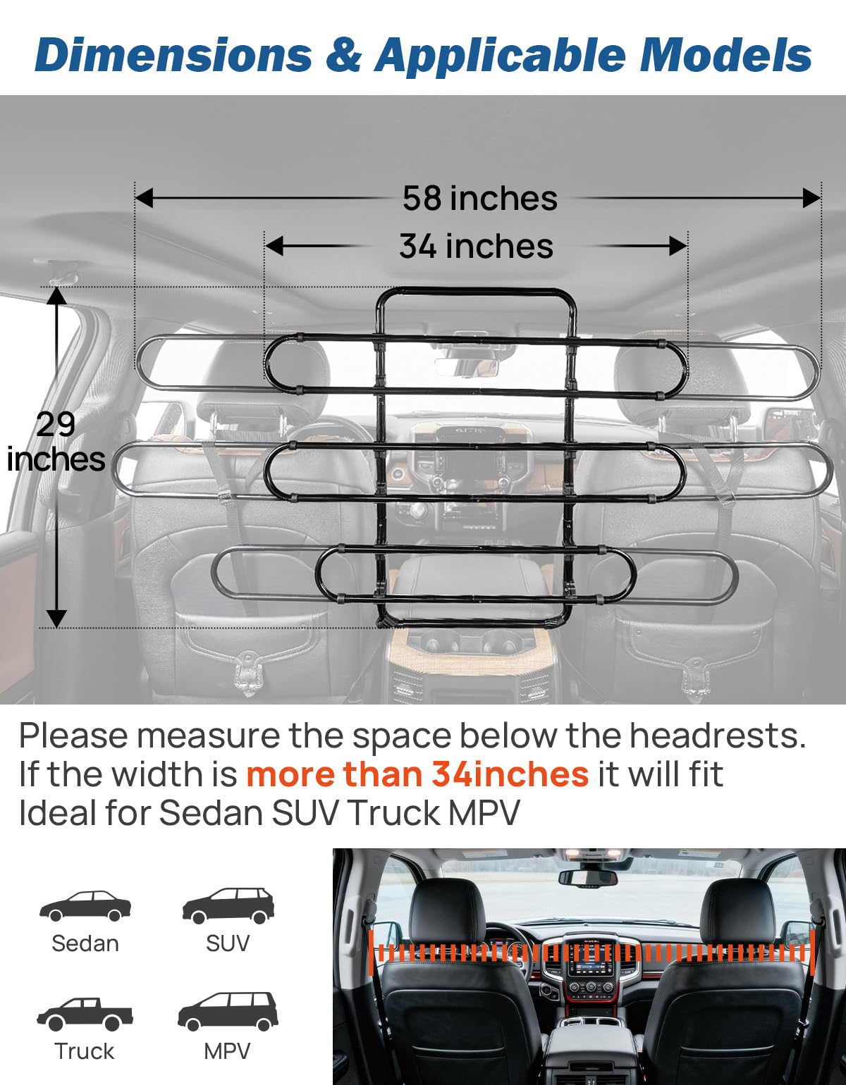 JOYTUTUS backseat setup illustrating rear-seat barrier placement