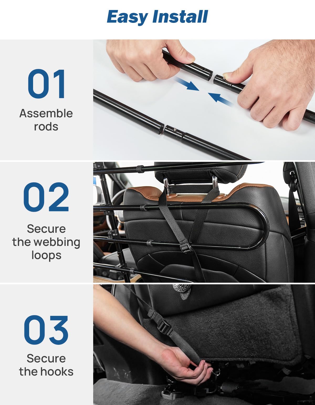 JOYTUTUS easy-install barrier showcasing quick three-step setup