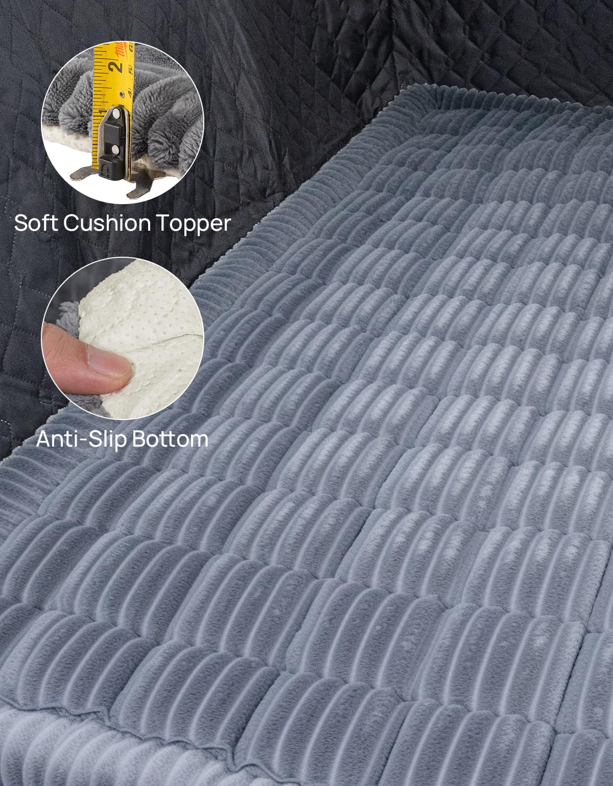 JOYTUTUS dog mat bed with non-slip silicone bottom keeps the seat in place.