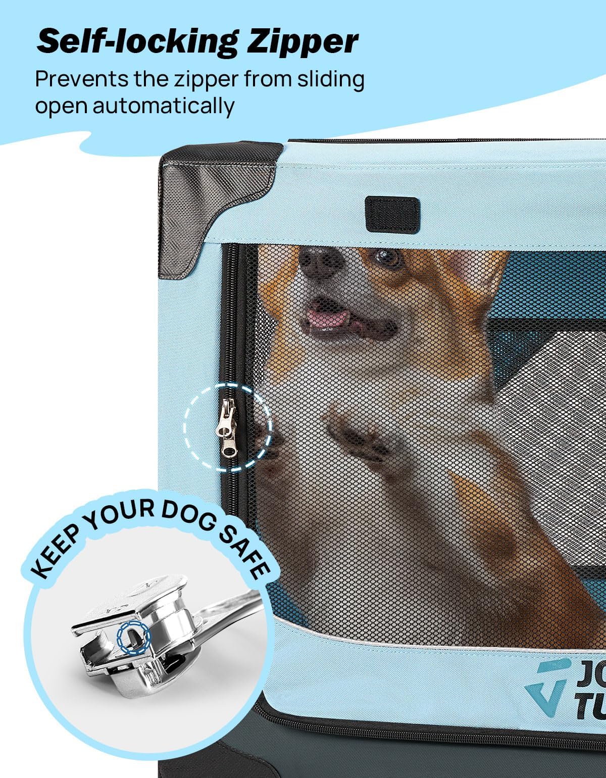 JOYTUTUS sturdy steel-frame crate for reliable safety and shape retention.